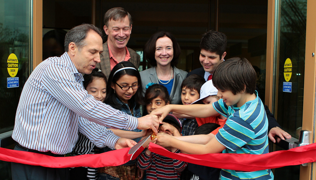 c/o Community Health Center of Middletown. Mark Masselli, left, and Gov. John Hickenlooper '74, second from left, at a CHC ribbon cutting ceremony.