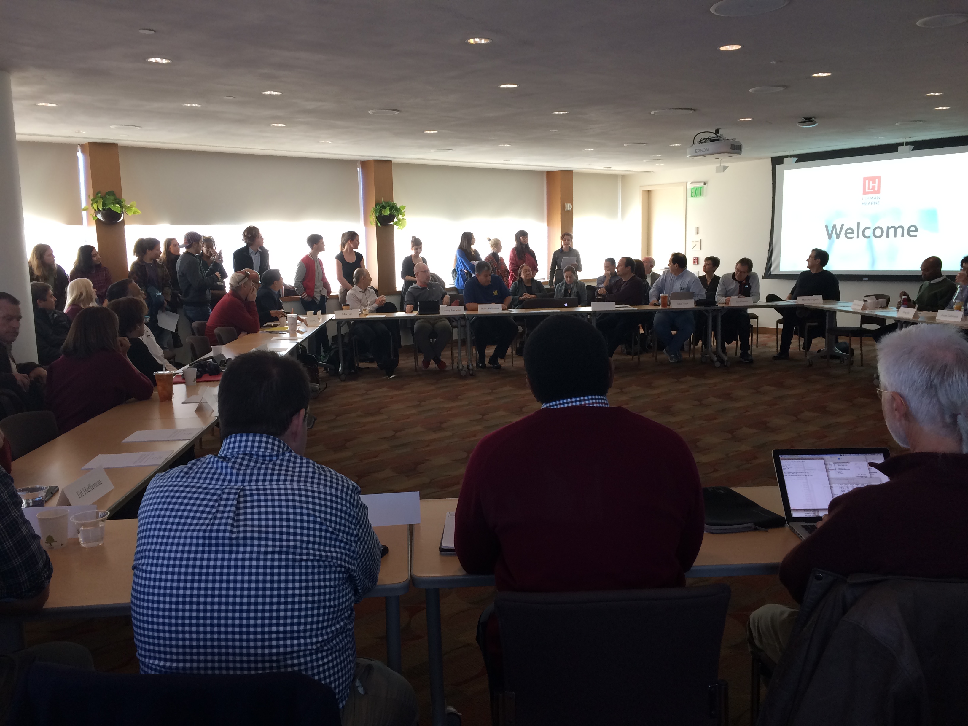 Students insisted on attending the Board of Trustees meeting this morning in the Daniel Family Commons.