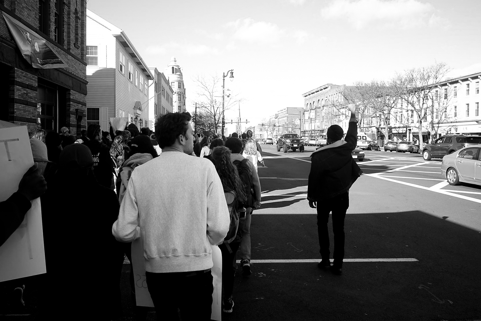 c/o Emmet Teran Students march down Main Street on Friday, Nov. 11.