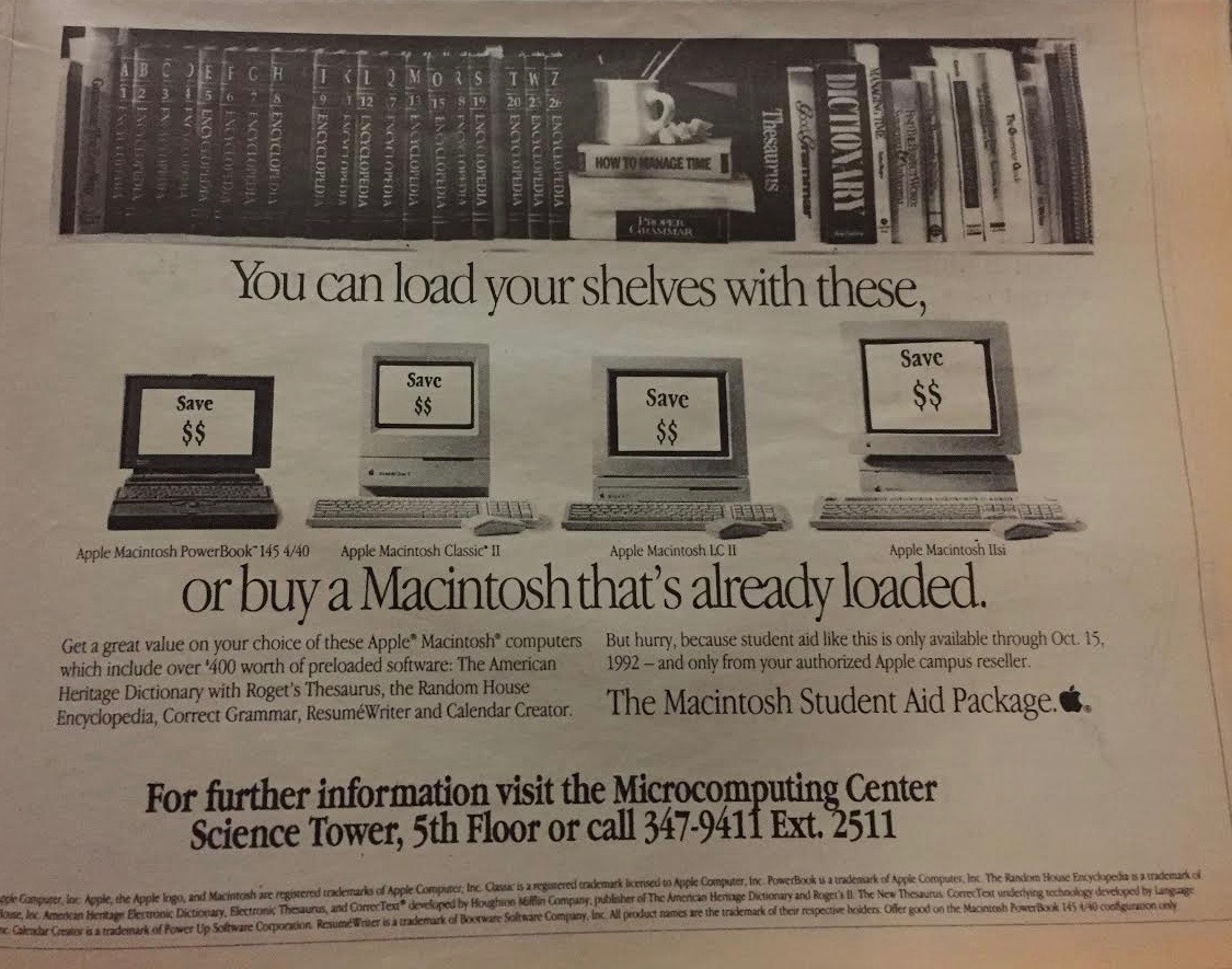 Advertisement in The Argus in 1992