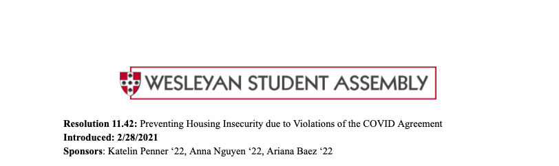 c/o Wesleyan Student Assembly