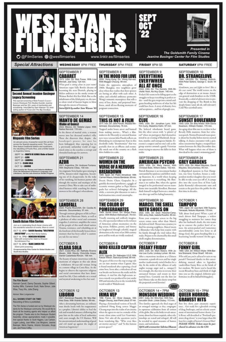 c/o Wesleyan Film Series 