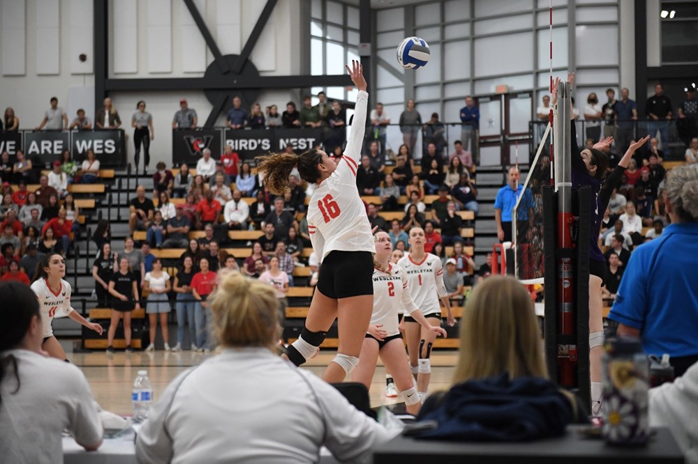 Wesleyan Volleyball Team Block